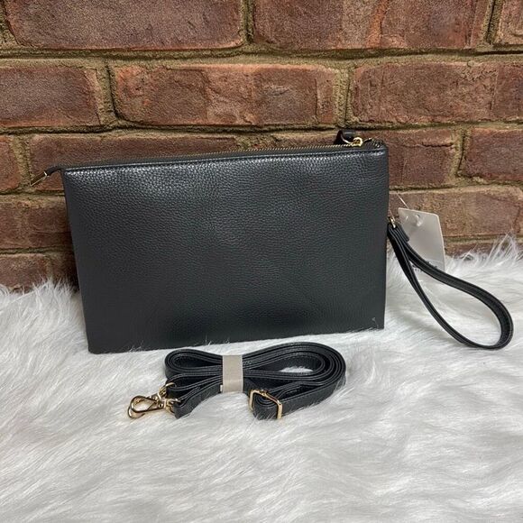 Gray Zipper Clutch Crossbody Bag NEW - Picture 2 of 6